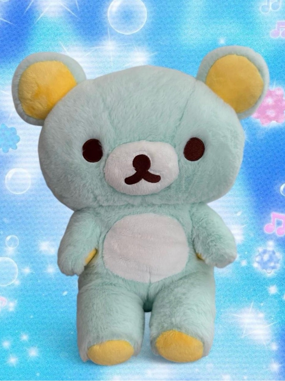 San-X Rilakkuma Bear Plush Mint Stuffed Toy 16" Zipper Pocket Soft